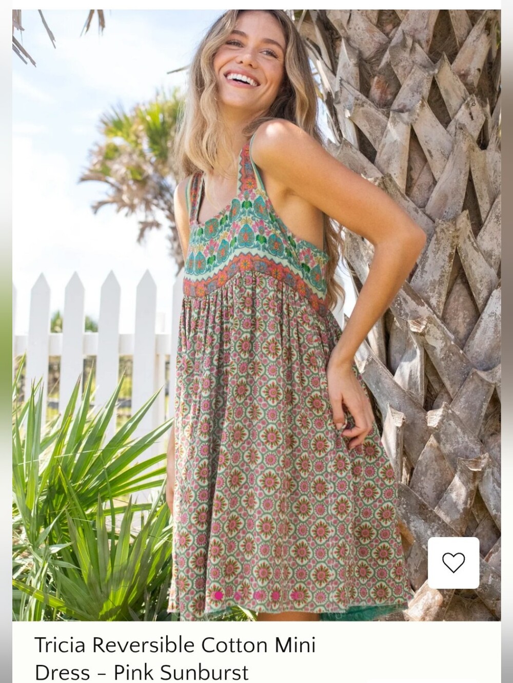 NATURAL LIFE Pink and Green Reversible Cotton Mini Dress